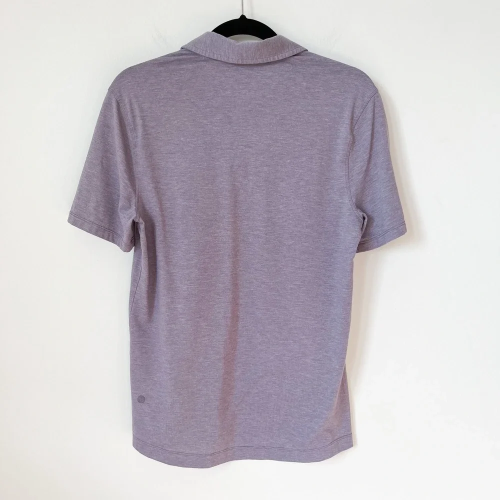 Lululemon Evolution Short Sleeve Polo Heathered Dusky Lavender Mens Small Preppy